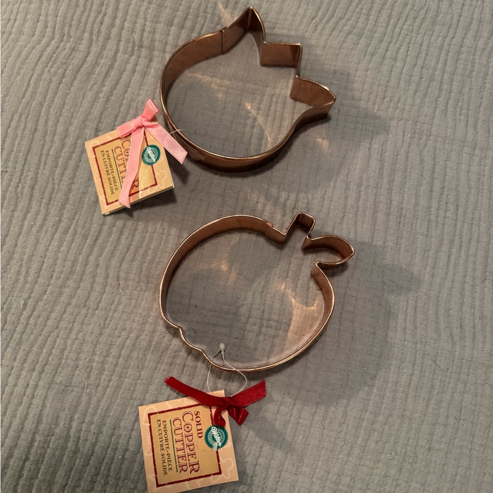 Copper Cookie Cutters - Tulip & Apple Shapes
